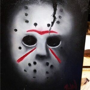 Red and Black Mask Art Print